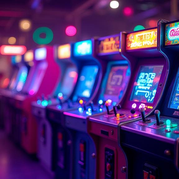 Bunte Neonlichter von Arcade-Spielautomaten