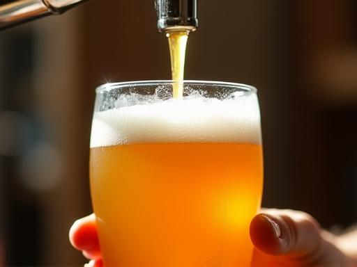 Ein Glas Craft Beer wird frisch vom Zapfhahn gezapft